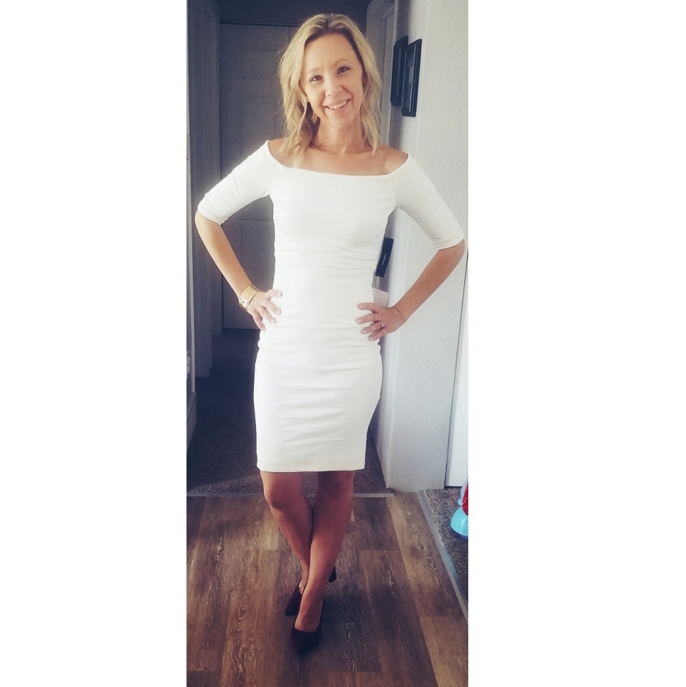 Girl Can't Help It Ivory Off-the-Shoulder Dress